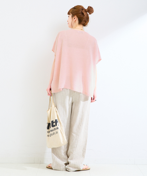 B.C STOCK（ベーセーストック）の「手洗い可 / FRENCH ICY LINEN ポンチョプルオーバー（ニット/セーター・レディース・カーキ/ブラック/ピンク/ホワイト・FREE）」の9枚目の写真