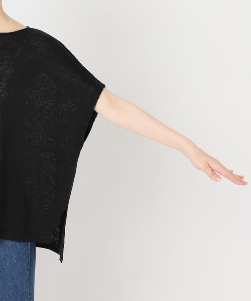 B.C STOCK（ベーセーストック）の「手洗い可 / FRENCH ICY LINEN ポンチョプルオーバー（ニット/セーター・レディース・カーキ/ブラック/ピンク/ホワイト・FREE）」の18枚目の写真