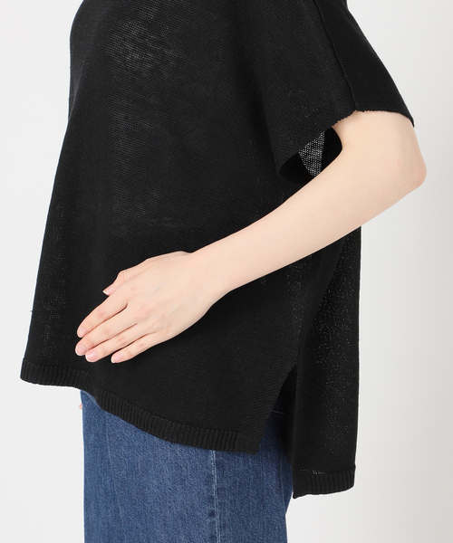B.C STOCK（ベーセーストック）の「手洗い可 / FRENCH ICY LINEN ポンチョプルオーバー（ニット/セーター・レディース・カーキ/ブラック/ピンク/ホワイト・FREE）」の19枚目の写真