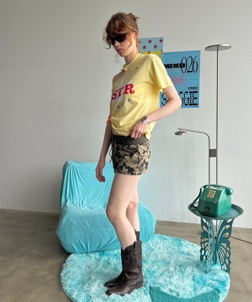 SHAGGIE(シャギー)の「ロゴストーンドロストショートパンツ(その他パンツ・レディース・ブラック×ホワイト/カモフラージュ/ブラック・FREE)」の6枚目の写真