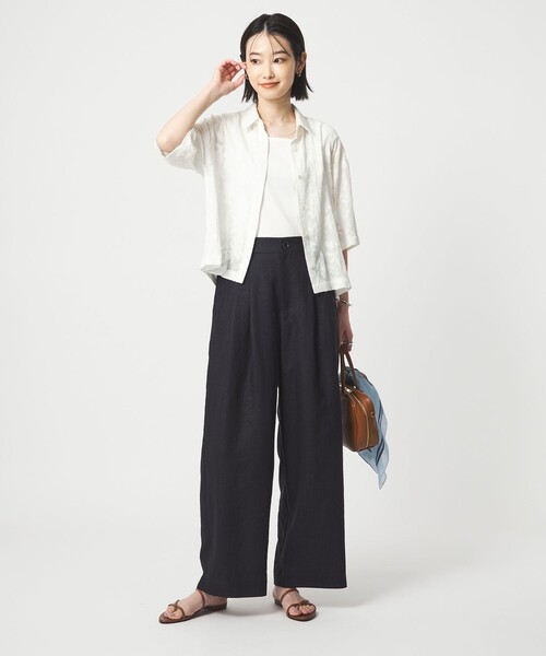 green label relaxing(グリーンレーベルリラクシング)の「カット ジャガード ショートスリーブ シャツ(シャツ/ブラウス・レディース・ホワイト/ブラック・FREE)」の11枚目の写真