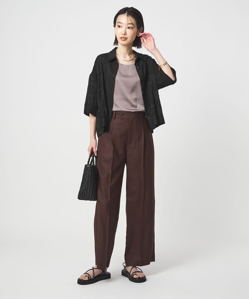green label relaxing(グリーンレーベルリラクシング)の「カット ジャガード ショートスリーブ シャツ(シャツ/ブラウス・レディース・ホワイト/ブラック・FREE)」の14枚目の写真