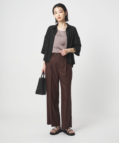 green label relaxing(グリーンレーベルリラクシング)の「カット ジャガード ショートスリーブ シャツ(シャツ/ブラウス・レディース・ホワイト/ブラック・FREE)」の15枚目の写真