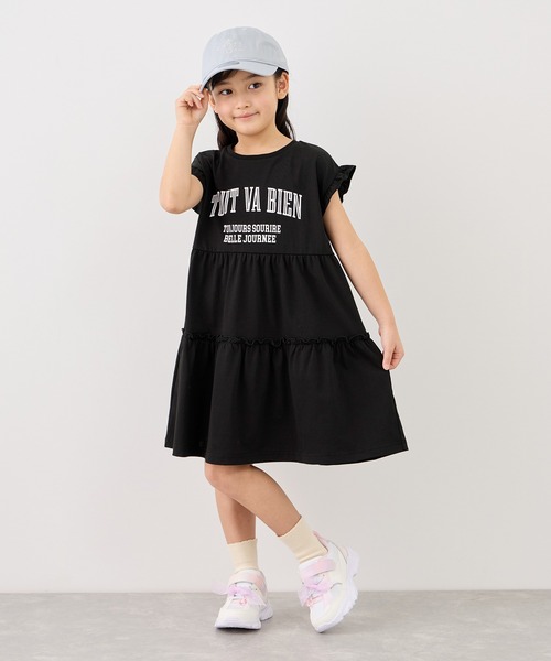 ROPE' PICNIC(ロペピクニック)の「【KIDS/キッズ】ティアードロゴカットソーワンピース/接触冷感(ワンピース・キッズ・ブラック/サックスブルー・S/M/L)」の2枚目の写真