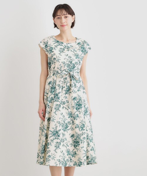 LAURA ASHLEY(ローラアシュレイ)の「【洗える/コットン100%/3colors/同柄アイテムあり】ウォールド ガーデン柄ワンピース(ワンピース・レディース・ネイビー系/ダークグリーン系/ブルー系・38/40)」の4枚目の写真
