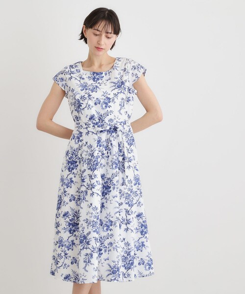 LAURA ASHLEY(ローラアシュレイ)の「【洗える/コットン100%/3colors/同柄アイテムあり】ウォールド ガーデン柄ワンピース(ワンピース・レディース・ネイビー系/ダークグリーン系/ブルー系・38/40)」の8枚目の写真