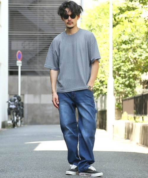 LUXSTYLE(ラグスタイル)の「サマーワッフル半袖Tシャツ(Tシャツ/カットソー・メンズ・グレー/ラベンダー/グリーン/ブラック/ブルー・L/M)」の7枚目の写真