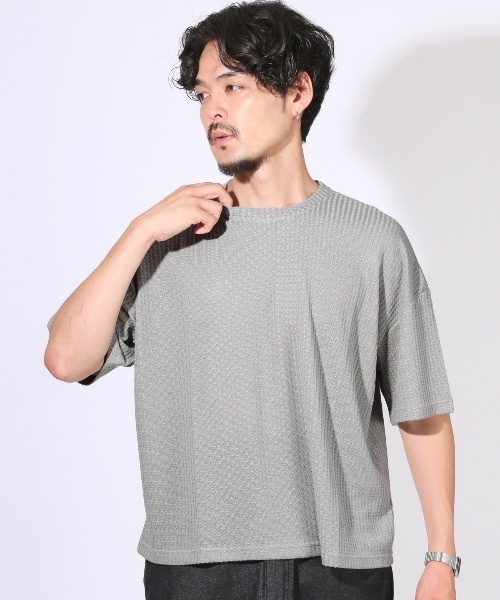 LUXSTYLE(ラグスタイル)の「サマーワッフル半袖Tシャツ(Tシャツ/カットソー・メンズ・グレー/ラベンダー/グリーン/ブラック/ブルー・L/M)」の10枚目の写真