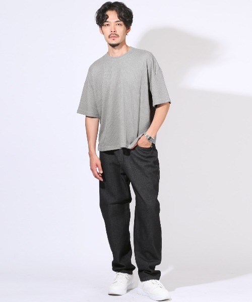 LUXSTYLE(ラグスタイル)の「サマーワッフル半袖Tシャツ(Tシャツ/カットソー・メンズ・グレー/ラベンダー/グリーン/ブラック/ブルー・L/M)」の11枚目の写真