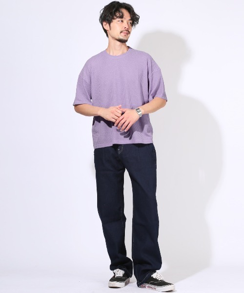 LUXSTYLE(ラグスタイル)の「サマーワッフル半袖Tシャツ(Tシャツ/カットソー・メンズ・グレー/ラベンダー/グリーン/ブラック/ブルー・L/M)」の15枚目の写真
