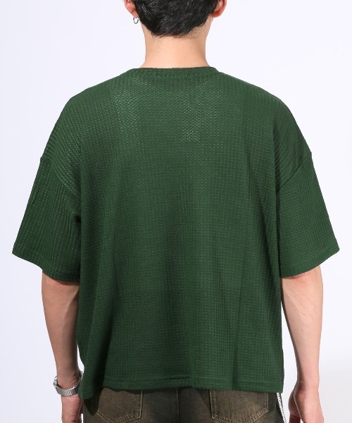 LUXSTYLE(ラグスタイル)の「サマーワッフル半袖Tシャツ(Tシャツ/カットソー・メンズ・グレー/ラベンダー/グリーン/ブラック/ブルー・L/M)」の21枚目の写真