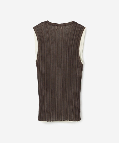 UNFIL(アンフィル)の「UNFIL | ハイツイストコットン シアー レイヤードスリーブレストップス WOMEN(ニット/セーター・レディース・ブルー系その他5/ブラウン系その他・1)」の8枚目の写真