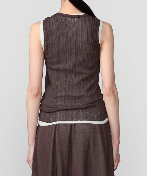 UNFIL(アンフィル)の「UNFIL | ハイツイストコットン シアー レイヤードスリーブレストップス WOMEN(ニット/セーター・レディース・ブルー系その他5/ブラウン系その他・1)」の17枚目の写真