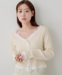【新色・新サイズ追加】レース切替カーディガン