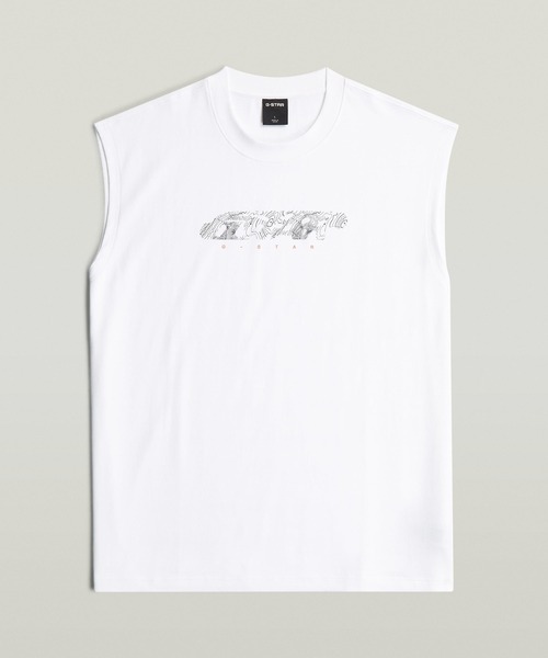 G-STAR(ジースター)の「Loose Graphic Sleeveless T-Shirt/ルーズグラフィックスリーブレスTシャツ(Tシャツ/カットソー・メンズ・ダークブラック/ホワイト・MEDIUM/LARGE/X-SMALL/X-LARGE/SMALL)」の3枚目の写真