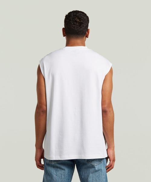 G-STAR(ジースター)の「Loose Graphic Sleeveless T-Shirt/ルーズグラフィックスリーブレスTシャツ(Tシャツ/カットソー・メンズ・ダークブラック/ホワイト・MEDIUM/LARGE/X-SMALL/X-LARGE/SMALL)」の6枚目の写真