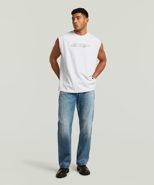 G-STAR(ジースター)の「Loose Graphic Sleeveless T-Shirt/ルーズグラフィックスリーブレスTシャツ(Tシャツ/カットソー・メンズ・ダークブラック/ホワイト・MEDIUM/LARGE/X-SMALL/X-LARGE/SMALL)」の7枚目の写真