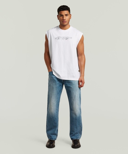 G-STAR(ジースター)の「Loose Graphic Sleeveless T-Shirt/ルーズグラフィックスリーブレスTシャツ(Tシャツ/カットソー・メンズ・ダークブラック/ホワイト・MEDIUM/LARGE/X-SMALL/X-LARGE/SMALL)」の8枚目の写真