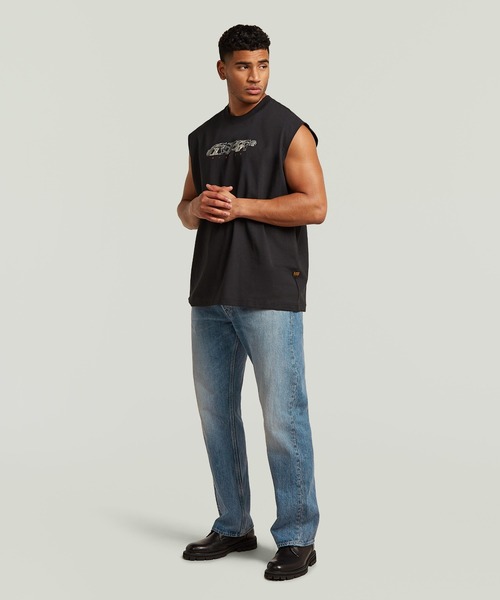 G-STAR(ジースター)の「Loose Graphic Sleeveless T-Shirt/ルーズグラフィックスリーブレスTシャツ(Tシャツ/カットソー・メンズ・ダークブラック/ホワイト・MEDIUM/LARGE/X-SMALL/X-LARGE/SMALL)」の12枚目の写真