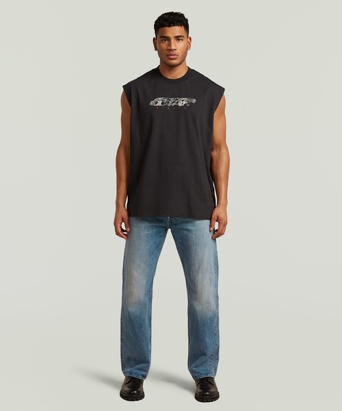 G-STAR(ジースター)の「Loose Graphic Sleeveless T-Shirt/ルーズグラフィックスリーブレスTシャツ(Tシャツ/カットソー・メンズ・ダークブラック/ホワイト・MEDIUM/LARGE/X-SMALL/X-LARGE/SMALL)」の13枚目の写真