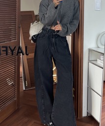 ハイウエストワイドデニムパンツ