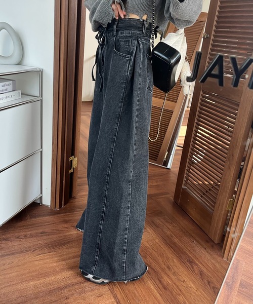 LAFFMO（ラフモ）の「ハイウエストワイドデニムパンツ（デニムパンツ・レディース・ライトブルー/ブラック/ネイビー/ホワイト・F）」の19枚目の写真