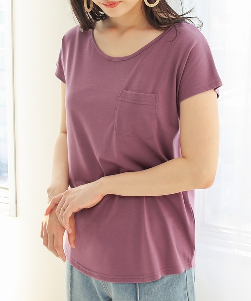 NYLAUS(ナイラス)の「【SG】Uネック 美ラインシンプルベーシックTシャツ 半袖Tシャツ(Tシャツ/カットソー・レディース・オレンジ/イエロー/モカ/ピンク/ブラック/ライトグレー/ホワイト/パープル/カーキ/ブラック系その他/ホワイト系その他・LL/L/M/S/3L)」の8枚目の写真