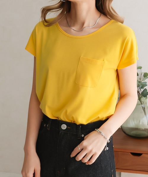 NYLAUS(ナイラス)の「【SG】Uネック 美ラインシンプルベーシックTシャツ 半袖Tシャツ(Tシャツ/カットソー・レディース・オレンジ/イエロー/モカ/ピンク/ブラック/ライトグレー/ホワイト/パープル/カーキ/ブラック系その他/ホワイト系その他・LL/L/M/S/3L)」の9枚目の写真