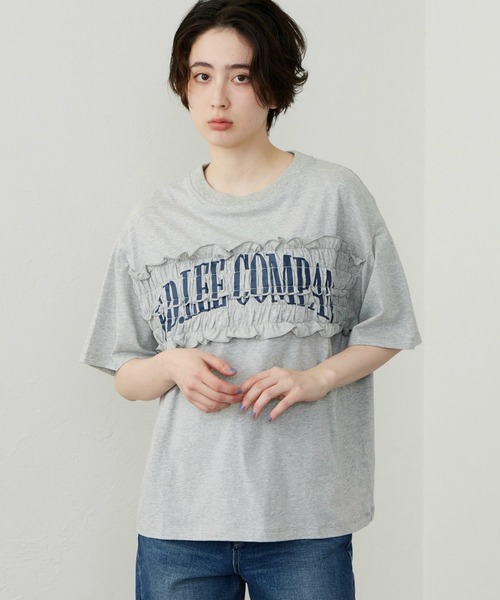 Lee(リー)の「Lee/リー シャーリングTシャツ(Tシャツ/カットソー・レディース・ホワイト/チャコール/グレー・MEDIUM/LARGE)」の1枚目の写真