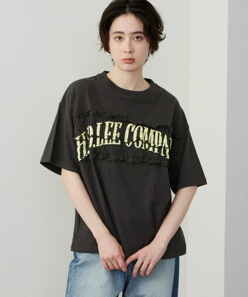 Lee(リー)の「Lee/リー シャーリングTシャツ(Tシャツ/カットソー・レディース・ホワイト/チャコール/グレー・MEDIUM/LARGE)」の3枚目の写真
