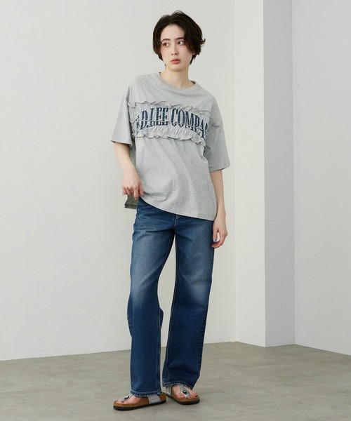 Lee(リー)の「Lee/リー シャーリングTシャツ(Tシャツ/カットソー・レディース・ホワイト/チャコール/グレー・MEDIUM/LARGE)」の4枚目の写真