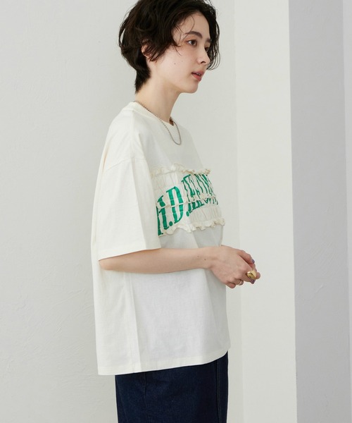 Lee(リー)の「Lee/リー シャーリングTシャツ(Tシャツ/カットソー・レディース・ホワイト/チャコール/グレー・MEDIUM/LARGE)」の9枚目の写真