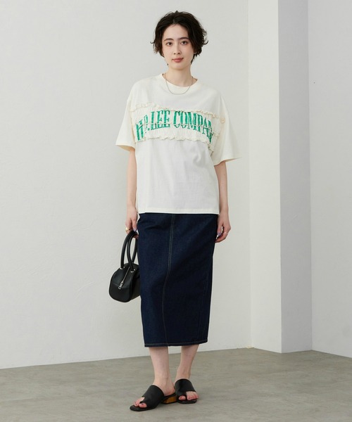 Lee(リー)の「Lee/リー シャーリングTシャツ(Tシャツ/カットソー・レディース・ホワイト/チャコール/グレー・MEDIUM/LARGE)」の10枚目の写真