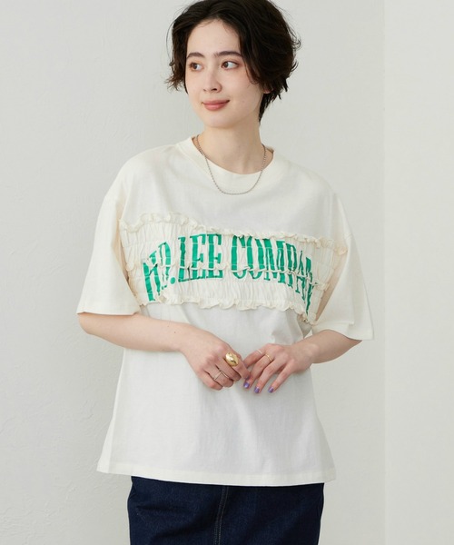 Lee(リー)の「Lee/リー シャーリングTシャツ(Tシャツ/カットソー・レディース・ホワイト/チャコール/グレー・MEDIUM/LARGE)」の6枚目の写真