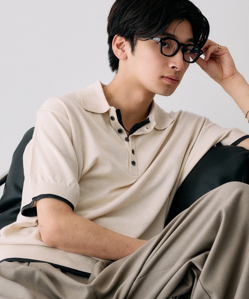 Layered Summer Knit Polo Shirt/レイヤードサマーニットポロシャツ
