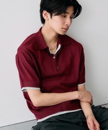 Adoon plain（アドーンプレーン）の「Layered Summer Knit Polo Shirt/レイヤードサマーニットポロシャツ（ニット/セーター）」