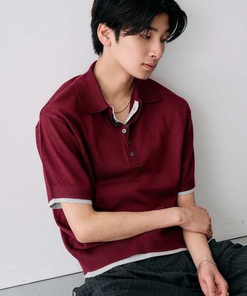 OWNESS＞クリスピー コットン ミックス スキッパー ニット（ニット