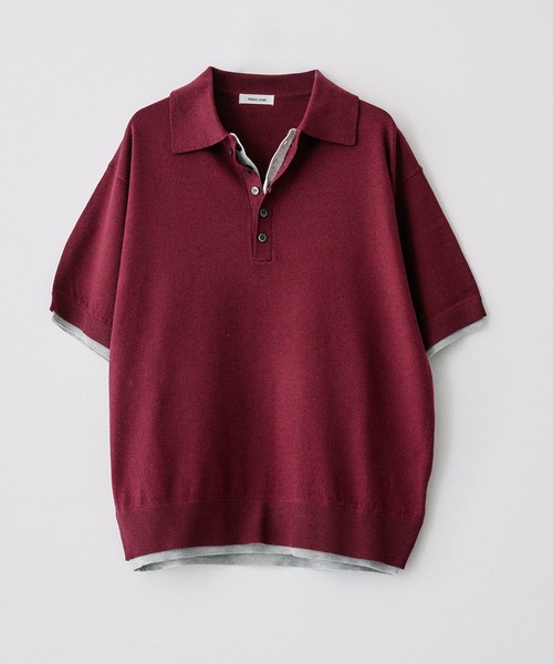 Adoon plain(アドーンプレーン)の「Layered Summer Knit Polo Shirt/レイヤードサマーニットポロシャツ(ニット/セーター・メンズ・ネイビー/アイボリー/チャコールグレー/ボルドー・MEDIUM/LARGE)」の11枚目の写真