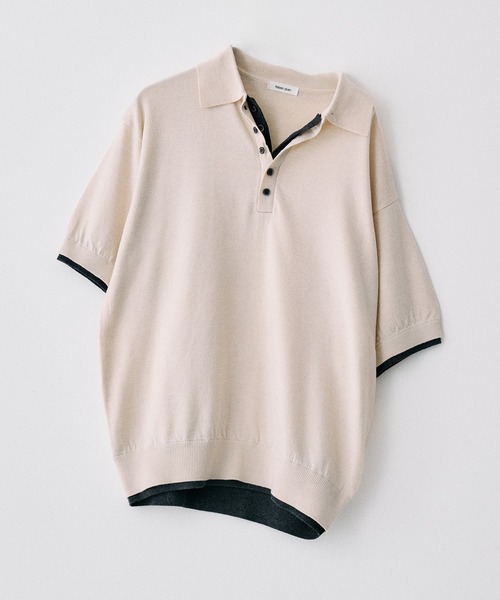 Adoon plain(アドーンプレーン)の「Layered Summer Knit Polo Shirt/レイヤードサマーニットポロシャツ(ニット/セーター・メンズ・ネイビー/アイボリー/チャコールグレー/ボルドー・MEDIUM/LARGE)」の14枚目の写真