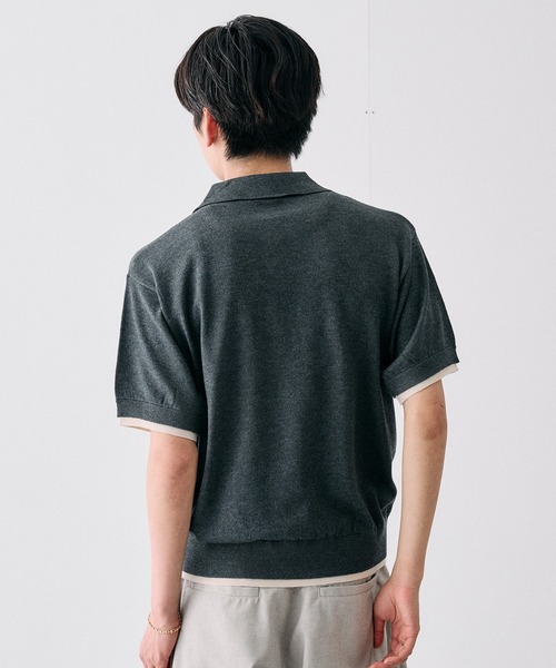 Adoon plain(アドーンプレーン)の「Layered Summer Knit Polo Shirt/レイヤードサマーニットポロシャツ(ニット/セーター・メンズ・ネイビー/アイボリー/チャコールグレー/ボルドー・MEDIUM/LARGE)」の18枚目の写真