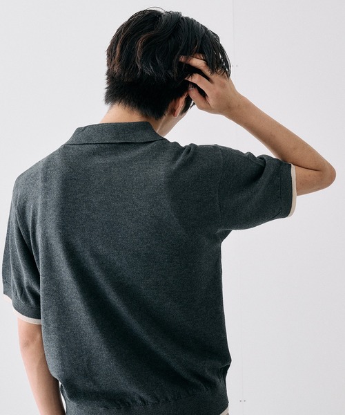 Adoon plain(アドーンプレーン)の「Layered Summer Knit Polo Shirt/レイヤードサマーニットポロシャツ(ニット/セーター・メンズ・ネイビー/アイボリー/チャコールグレー/ボルドー・MEDIUM/LARGE)」の21枚目の写真