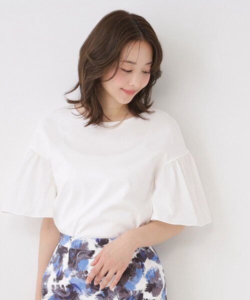 COUP DE CHANCE（クードシャンス）の「【手洗い可／日本製】ギャザーフレアスリーブ　プルオーバー（Tシャツ/カットソー・レディース・ブラック/ホワイト/ブラウン系その他/ブルー系その他・34/38/36/40）」の15枚目の写真