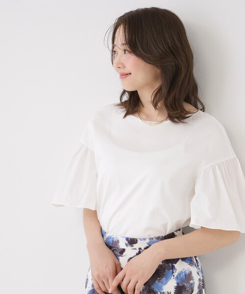 COUP DE CHANCE（クードシャンス）の「【手洗い可／日本製】ギャザーフレアスリーブ　プルオーバー（Tシャツ/カットソー・レディース・ブラック/ホワイト/ブラウン系その他/ブルー系その他・34/38/36/40）」の16枚目の写真