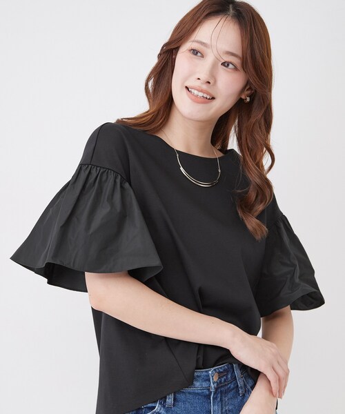 COUP DE CHANCE（クードシャンス）の「【手洗い可／日本製】ギャザーフレアスリーブ　プルオーバー（Tシャツ/カットソー・レディース・ブラック/ホワイト/ブラウン系その他/ブルー系その他・34/38/36/40）」の19枚目の写真