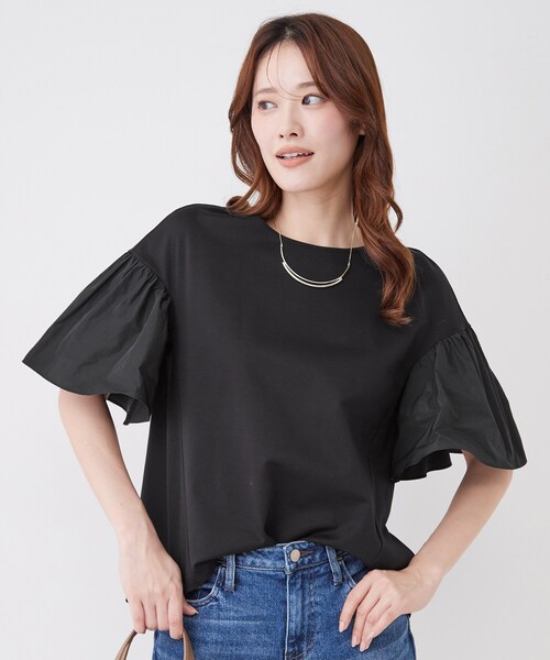 COUP DE CHANCE（クードシャンス）の「【手洗い可／日本製】ギャザーフレアスリーブ　プルオーバー（Tシャツ/カットソー・レディース・ブラック/ホワイト/ブラウン系その他/ブルー系その他・34/38/36/40）」の20枚目の写真
