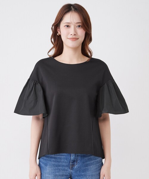 COUP DE CHANCE（クードシャンス）の「【手洗い可／日本製】ギャザーフレアスリーブ　プルオーバー（Tシャツ/カットソー・レディース・ブラック/ホワイト/ブラウン系その他/ブルー系その他・34/38/36/40）」の8枚目の写真