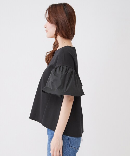 COUP DE CHANCE（クードシャンス）の「【手洗い可／日本製】ギャザーフレアスリーブ　プルオーバー（Tシャツ/カットソー・レディース・ブラック/ホワイト/ブラウン系その他/ブルー系その他・34/38/36/40）」の9枚目の写真