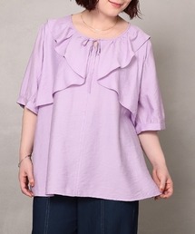 【新品未使用】高島屋　デザインブラウス　フリル　LL ラベンダー　日本製 ラベンダー」に該当するレディースのシャツ/ブラウスファッション通販