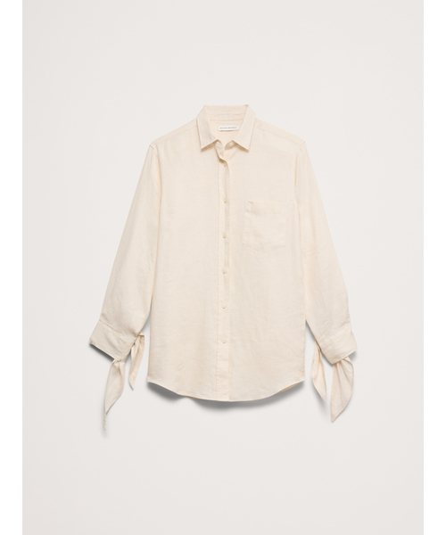 Banana Republic(バナナリパブリック)の「オーバーサイズ タイカフ リネンシャツ(シャツ/ブラウス・レディース・ブラウン/ブラック/アイボリー・L/M/S/XS)」の22枚目の写真