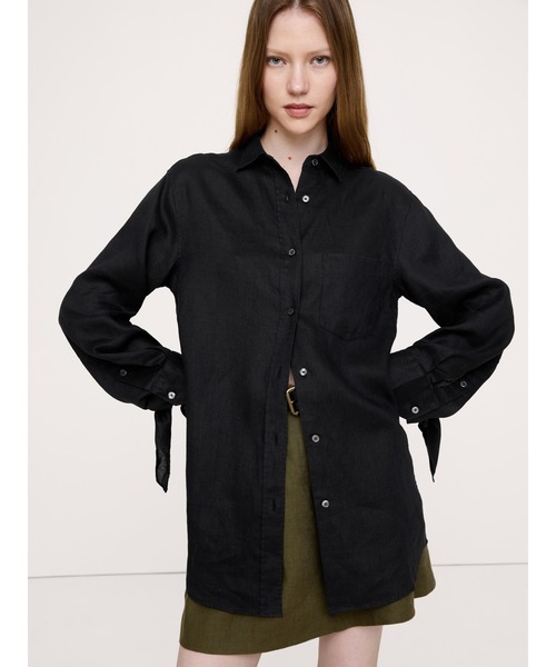 Banana Republic(バナナリパブリック)の「オーバーサイズ タイカフ リネンシャツ(シャツ/ブラウス・レディース・ブラウン/ブラック/アイボリー・L/M/S/XS)」の1枚目の写真